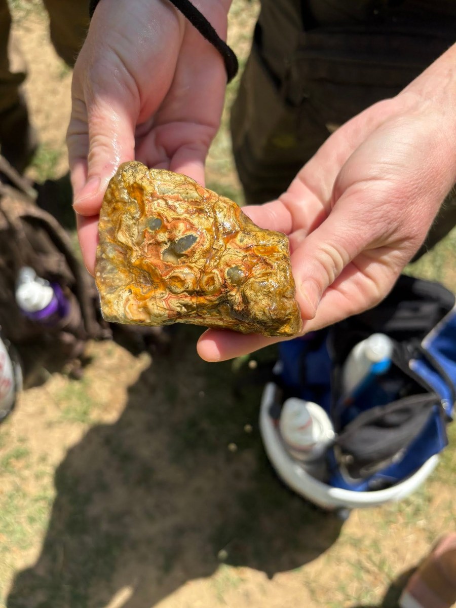 Real rough Kentucky agate field find held in hand